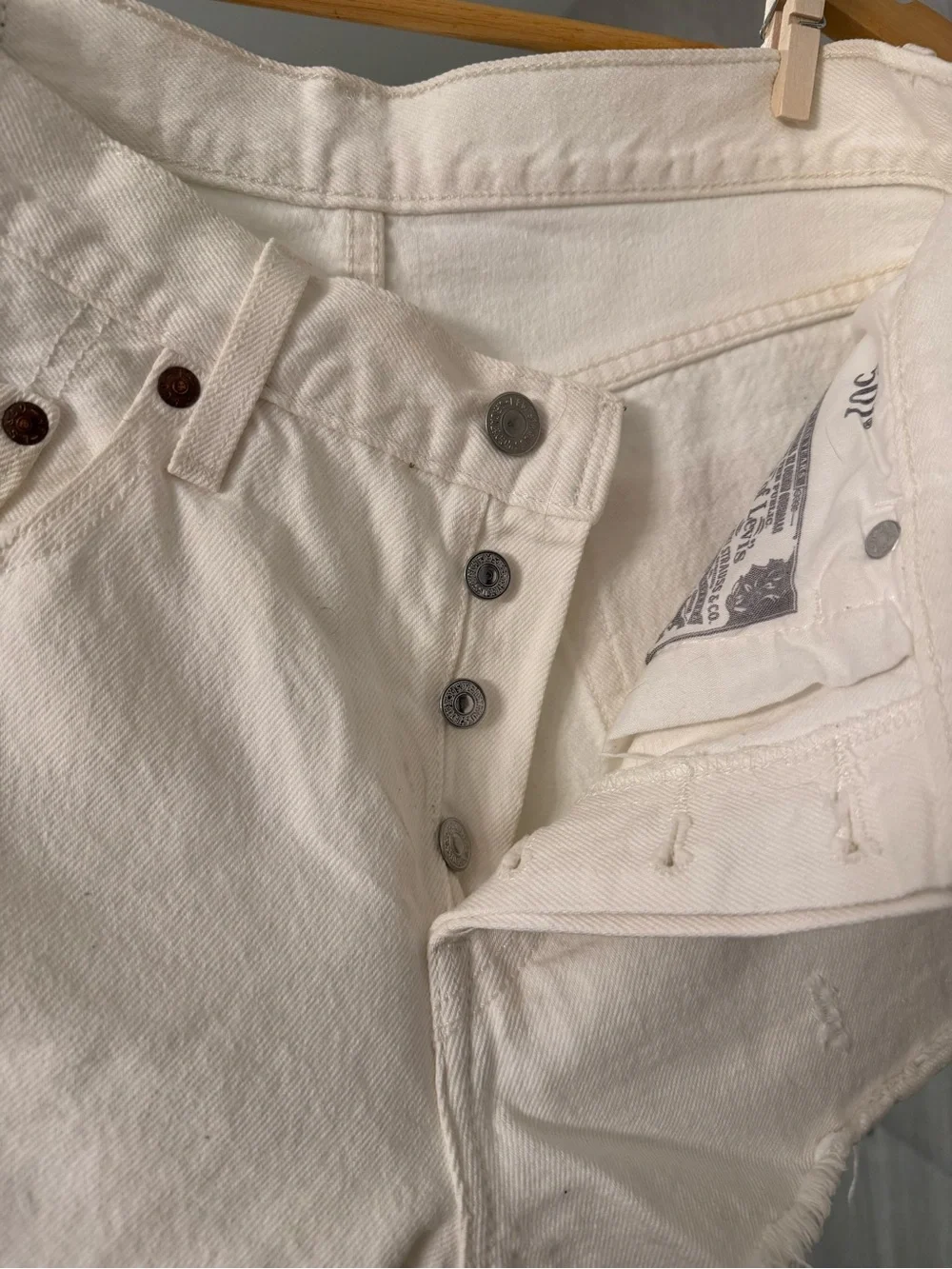 Levi's Off-White High-Waist Denim Cutoff Shorts